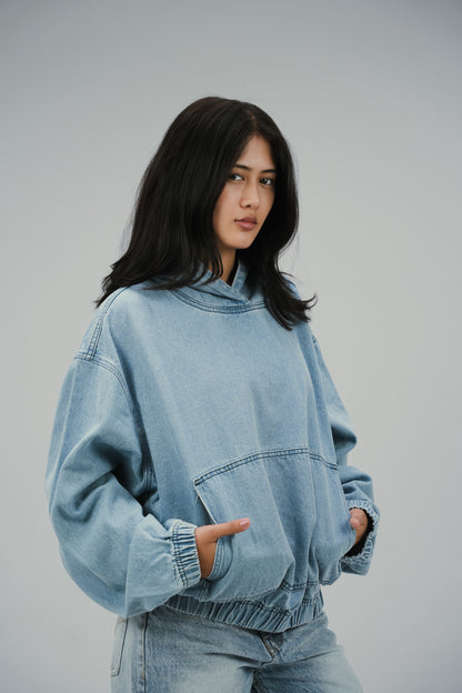 Sky Fade Denim Hoodie