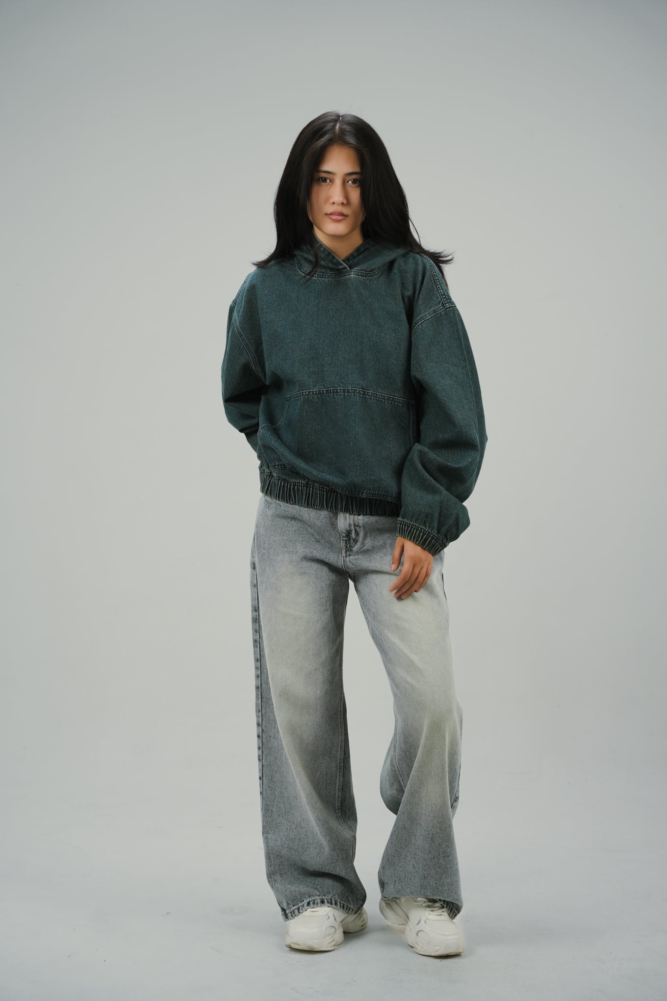 Ocean Green Denim Hoodie