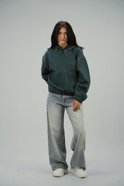 Ocean Green Denim Hoodie