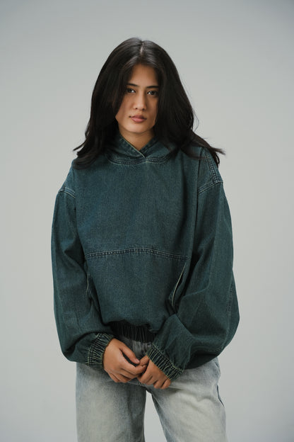 Ocean Green Denim Hoodie