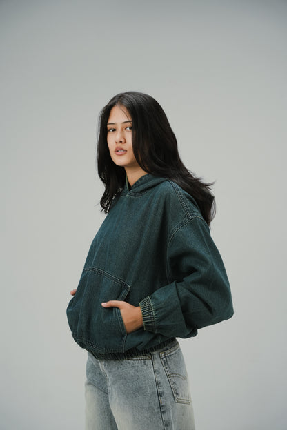 Ocean Green Denim Hoodie