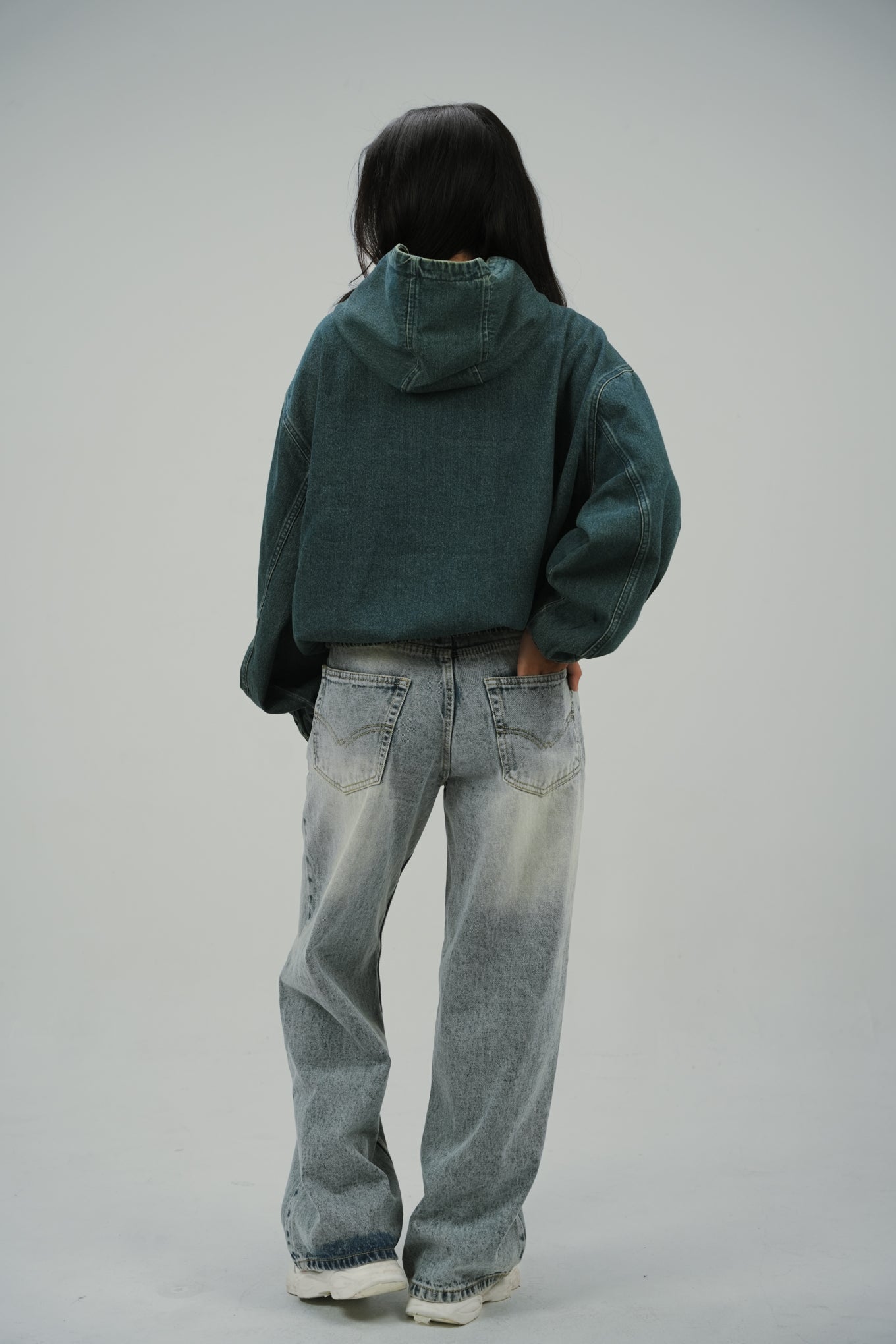 Ocean Green Denim Hoodie