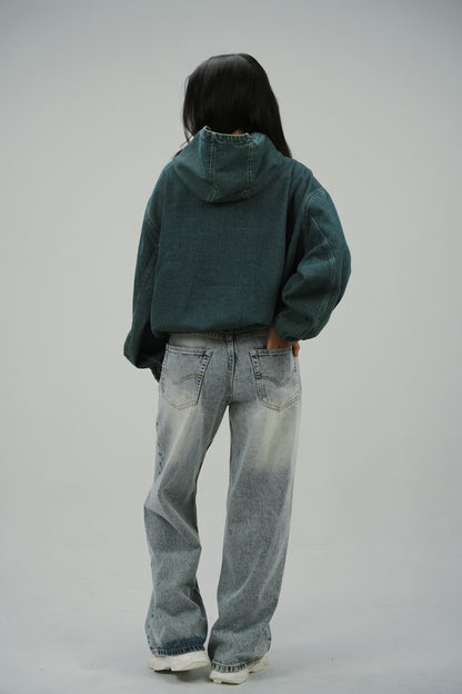 Ocean Green Denim Hoodie