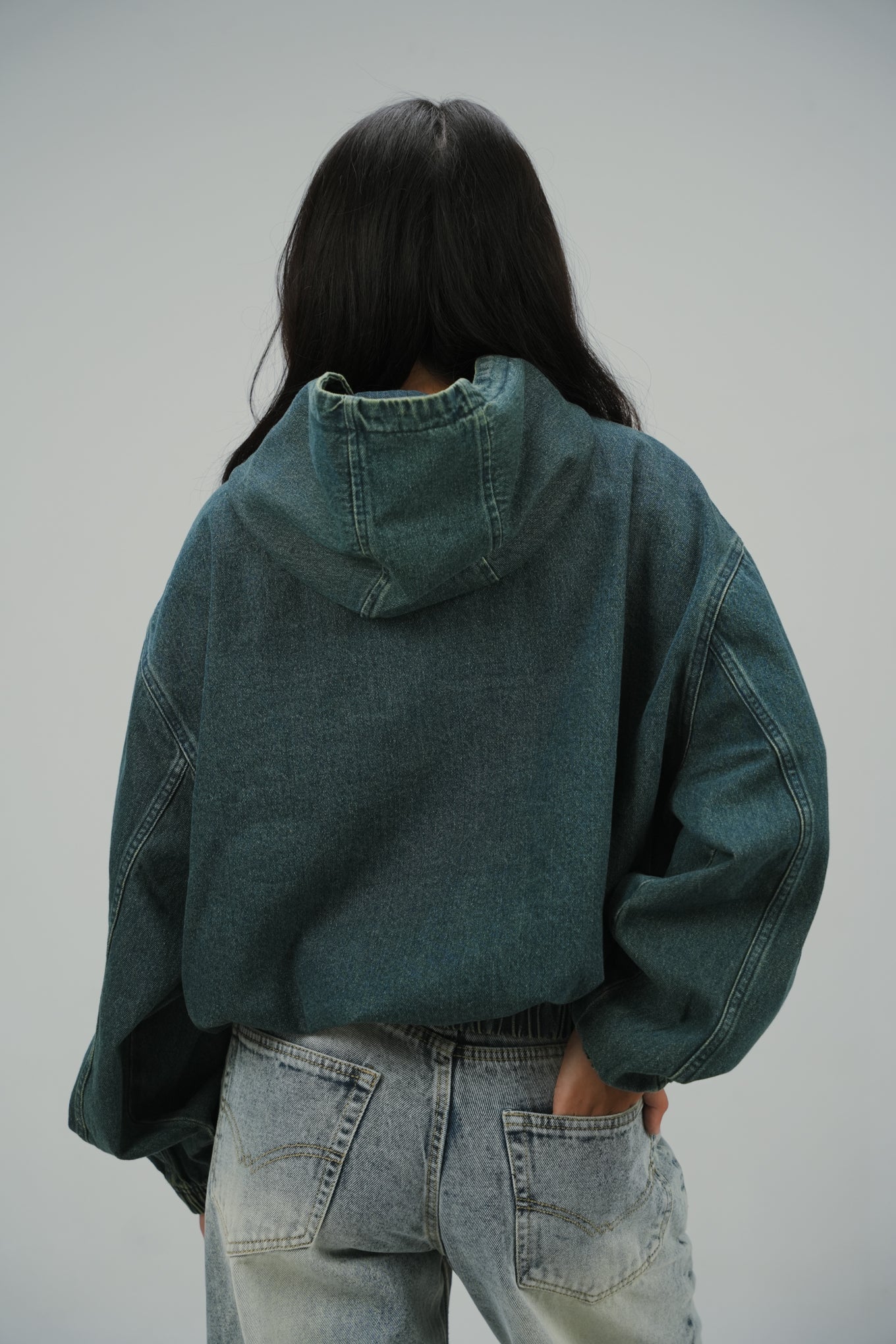 Ocean Green Denim Hoodie