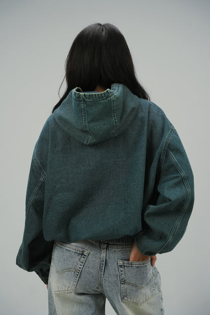 Ocean Green Denim Hoodie